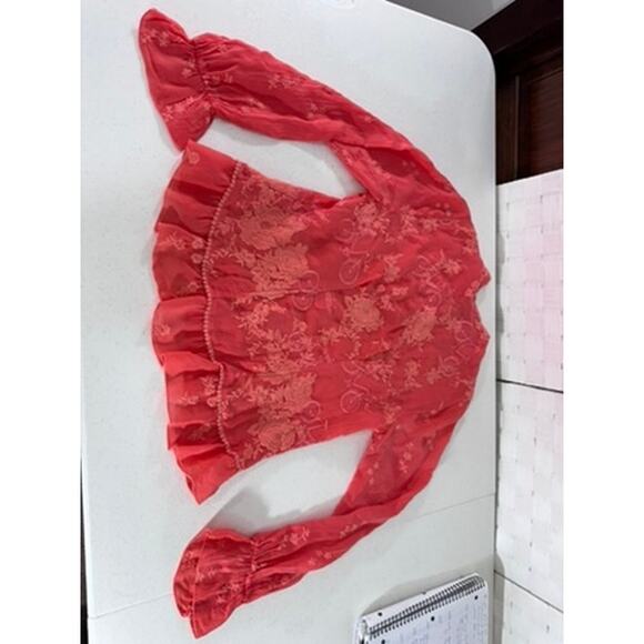 "Johhny Was" Serene Ryder Blouse, Passion Fruit ,SZ S ,Embroidered, Whimsy, Boho - Picture 12 of 13